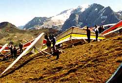 Drachen und Gleitschirme auf der Rodella