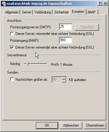 Outlook Expresss IMAP Mail Einstellungen