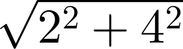 $\sqrt{{2^2+4^2}}$