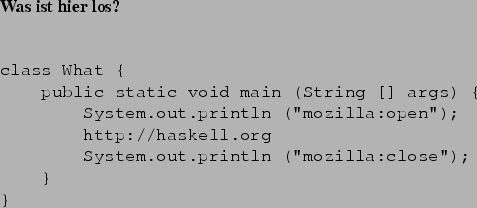\begin{frame}[fragile,environment=slide]
\frametitle{Beispiele fr Unterprogramm...
...n durch mutiges Ausrechnen
Funktionswerte findet.
\end{itemize}\par\end{frame}