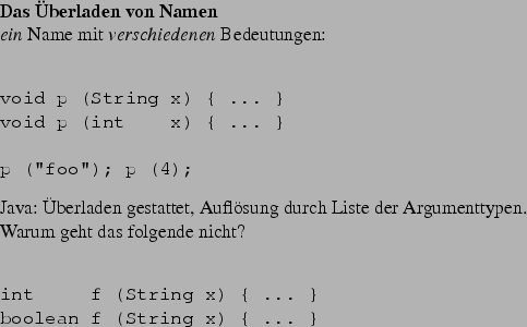 \begin{frame}[fragile,environment=slide]
\frametitle{Parameter-bergabe (Impleme...
...ar
selten \dots Algol68, CPP-Macros \dots Vorsicht!
\end{itemize}\par\end{frame}