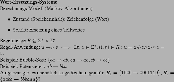 \begin{frame}[fragile,environment=slide]
\frametitle{Beispiele/Aufgaben zu regul...
...
\item
(Wie lautet das Komplement dieser Sprache?)
\end{itemize}\par\end{frame}