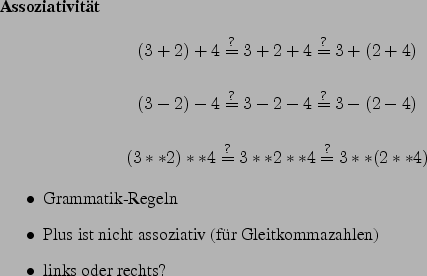 \begin{frame}[fragile,environment=slide]
\frametitle{bungen}
\par
\begin{itemiz...
... eindeutige Grammatiken fr arithmetische Ausdrcke
\end{itemize}\par\end{frame}