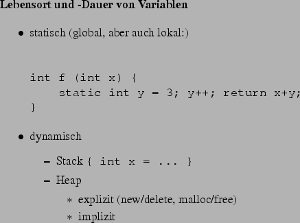 \begin{frame}[fragile,environment=slide]
\frametitle{berdeckungen}
\par
Namen s...
...rbatim}int x;
while (..) {
int x;
... x ...
}\end{verbatim}
\par\end{frame}