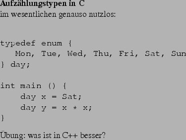 \begin{frame}[fragile,environment=slide]
\frametitle{Teilbereichstypen in Ada}
\...
...inige Tests knnen aber vom Compiler
statisch ausgefhrt werden!
\par\end{frame}