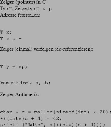 \begin{frame}[fragile,environment=slide]
\frametitle{Zeiger/Verweise in Java?}
\...
...
T y = x;
y.foo = 9;
System.out.println ( x.foo );
}\end{verbatim}\end{frame}