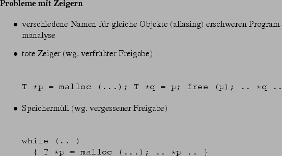 \begin{frame}[fragile,environment=slide]
\frametitle{Automatische Freigabe}
\par...
...ize}\par
\begin{verbatim}java -Xloggc:Foo.gc Foo\end{verbatim}
\par\end{frame}